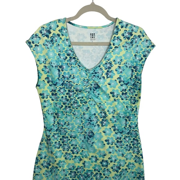 Title Nine Large Diamalete Summer Meadow Floral Sleeveless Dress Teal Green Blue - Picture 5 of 13